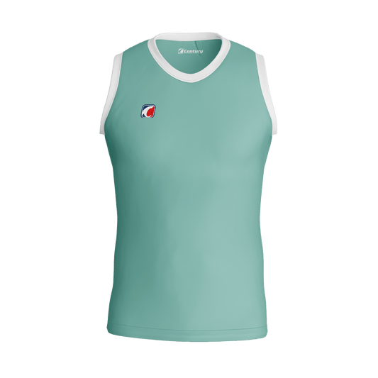 Men Sleeveless Top Aqua White