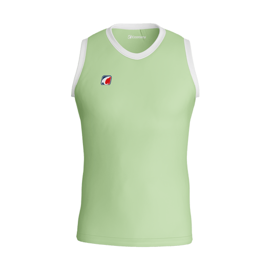Men Sleeveless Top Light Green White