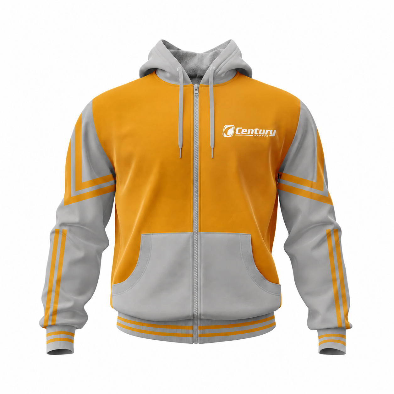 Grey & Yellow Zip Hoodie