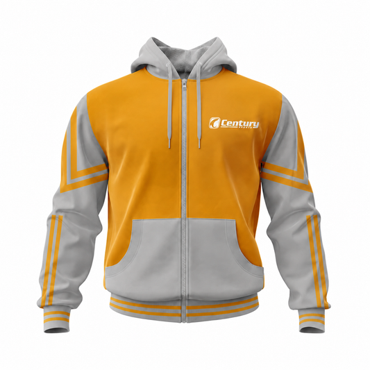 Grey & Yellow Zip Hoodie