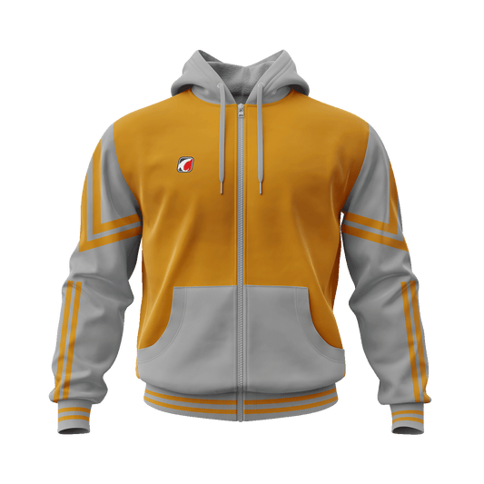 Grey & Yellow Zip Hoodie