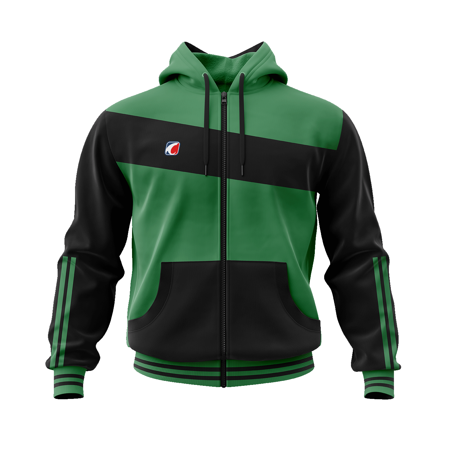 Green & Black Zip Hoodie